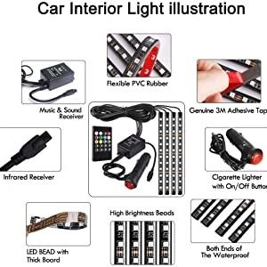 Multicolor Music Controlled Sound Activated for Car Interior Atmosphere Light 